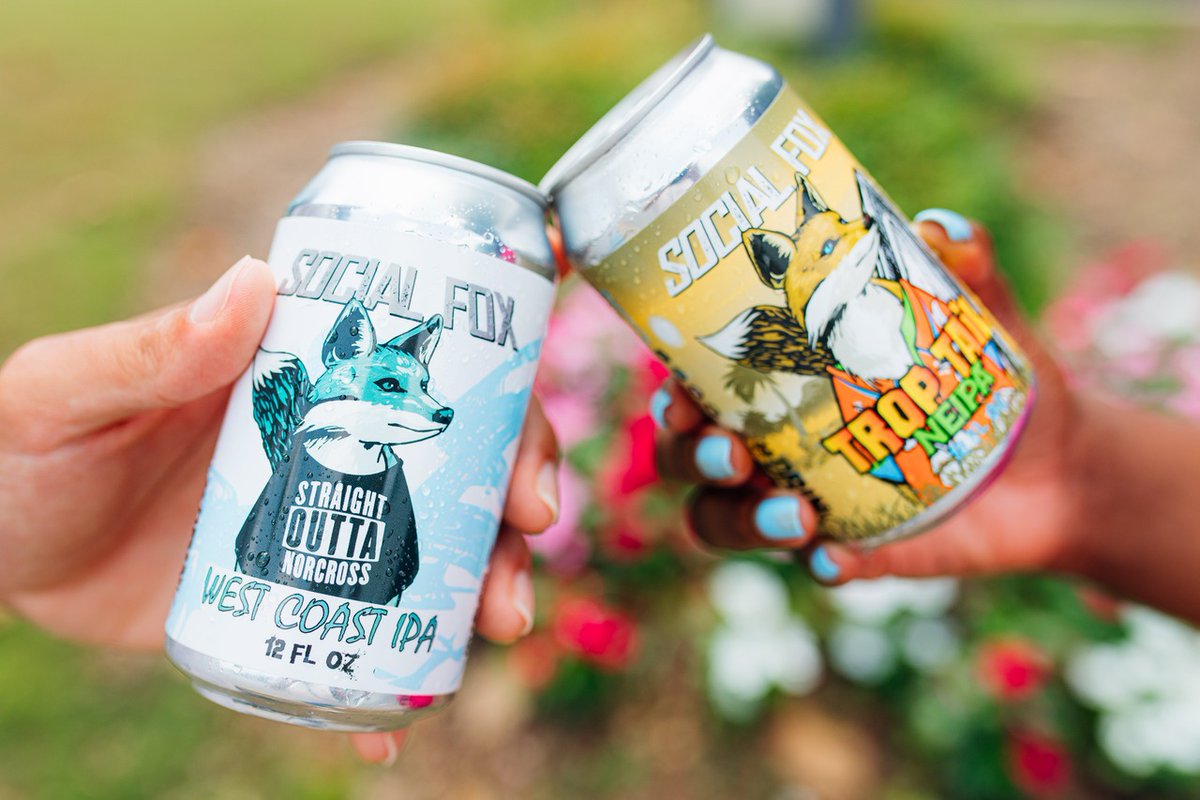 IPA ALL DAY! Choose your coast from these <a href="/socialfoxbrew/">Social Fox Brewing & Distillery Norcross</a> cans: Try the classically hoppy and bold Straight Outta Norcross West Coast IPA or the tropical and citrus-forward Trop Tail NEIPA. 

#IPAAllDay #IPALover #CraftBeer #SocialFox #Cheers
