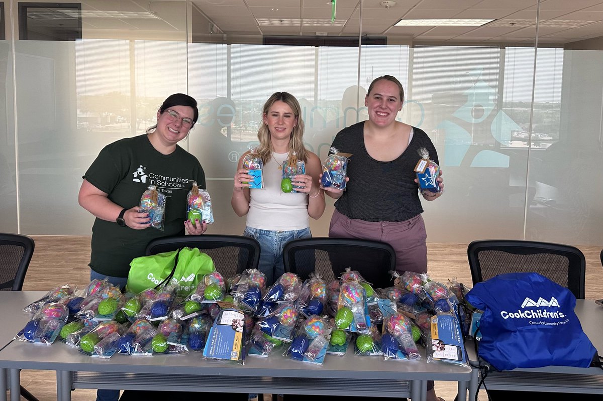 Huge thanks to <a href="/CookChildrens/">Cook Children's</a> for providing counselor kit bags! These supplies will not only encourage &amp; equip our counselors at the start of the school year, but they’ll also be shared with campus staff to support students in meaningful ways throughout the year.
💙 #AllinforKids