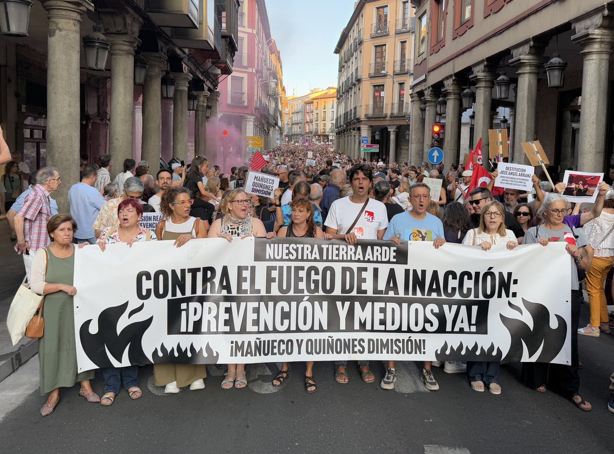IU_Laguna's tweet photo. ‼️Estamos viendo arder nuestros bosques, nuestros paisajes y nuestro futuro. Desde la @jcyl dicen que esto es una catástrofe natural. Mienten. Es el resultado de una catástrofe política ante una #emergenciaclimática que siguen negando. ¡Exigimos acciones, dimisiones y no excusas! https://t.co/kjVYT7P2wO