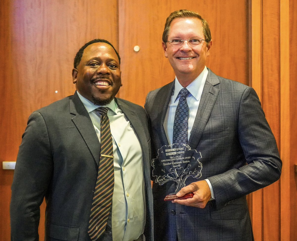 Speaker Cameron Sexton (@csexton25) on Twitter photo Thank you <a href="/THCATNCAL/">THCA/TNCAL</a> for the Long-Term Care Champion Award! Proud to support so many healthcare professionals who make a difference everyday for Tennesseans. Thank you <a href="/THCATNCAL/">THCA/TNCAL</a> for the Long-Term Care Champion Award! Proud to support so many healthcare professionals who make a difference everyday for Tennesseans.