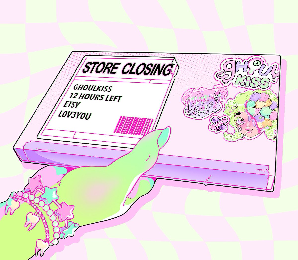ghoulkiss's tweet photo. I'm moving my store closure a little bit further away to make up for time zones 💫
I still have lots of goodies in stock so check out now if you'd like to buy anything💖  (*^ー^)ノ♪

https://t.co/M11pJFhNw3 https://t.co/tZKVU1I7eN
