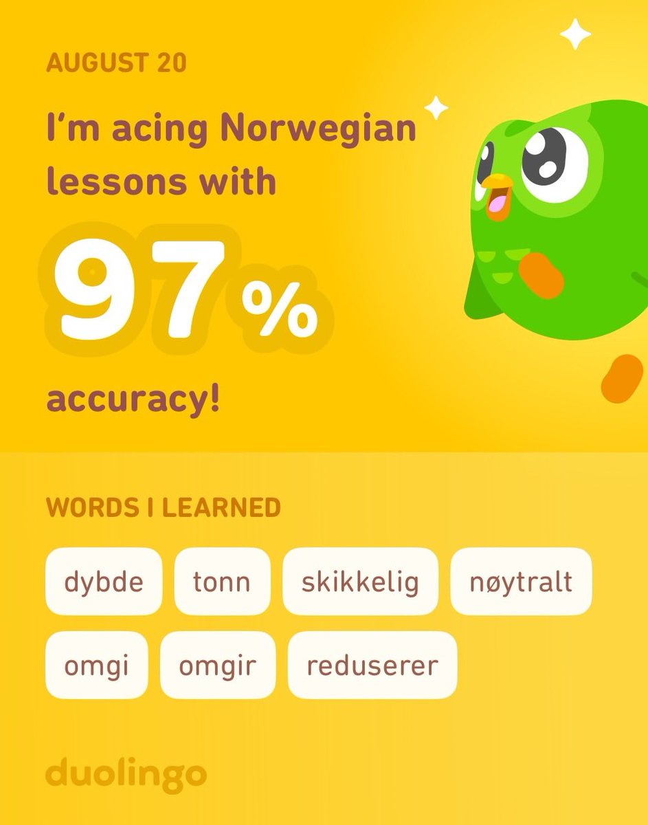 bummulstussen's tweet image. I’m learning Norwegian on Duolingo! It’s free, fun, and effective.