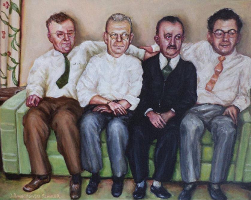 JulieKSchuler's tweet photo. The Four Gentlemen on the Davenport.
Original painting
Available for purchase.
https://t.co/ywJyGV5T9R
#painting #men #groupportrait #retro #sofa https://t.co/j7QW72vv04