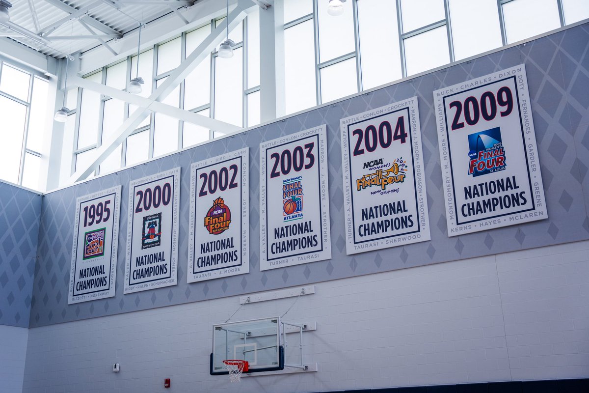 UConnWBB's tweet photo. Gave the championship banners in Werth a little refresh https://t.co/6xzp19D6qP