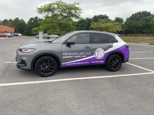 TehraniLawLLC's tweet photo. We did a thing! Check out our new wrap on Virginia Tehrani's vehicle! This attorney doesn't need her face on a bus, but an advertisement on her car won't hurt! lol. Honk if you see her out and about and send her some love! #tehranilawllc #carwrap #advertising #marketing #purple https://t.co/cvGdUsItMl