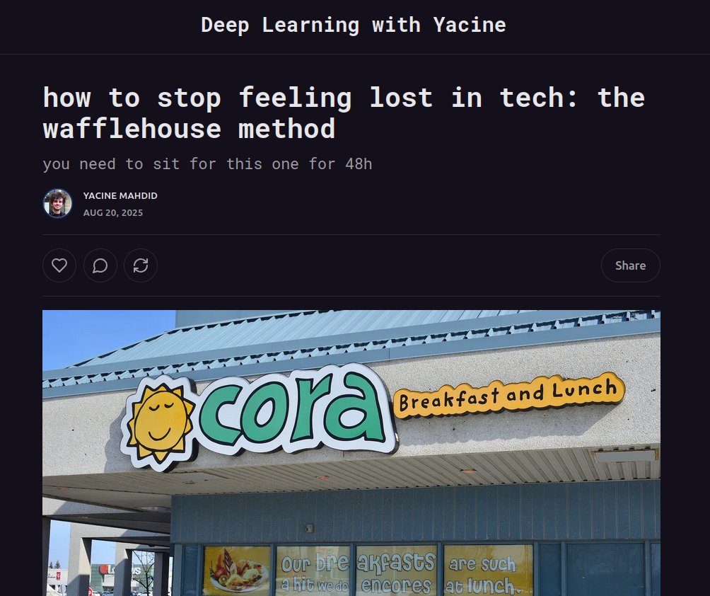 yacinelearning's tweet image. I received lots of dms from poor cs souls in need of literal divine intervention to put them on the right track
so here is my advice packaged into a nice little framework called the wafflehouse method ™️
all 2154 words were hand-crafted with toddler level language so no excuse