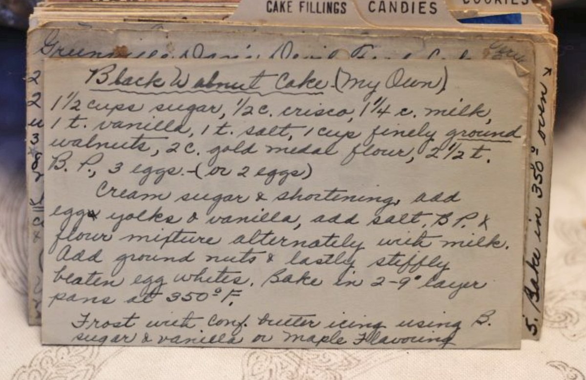 According to a recent <a href="/southernliving/">Southern Living</a> article, the #1 thing readers will never throw away is a GOOD RECIPE!  We couldn't agree more, especially #BlackWalnutRecipes!  This #BlackWalnutCake by Vintage Recipe Project is a perfect example:
vintagerecipeproject.com/old-fashioned-…

#blackwalnuts