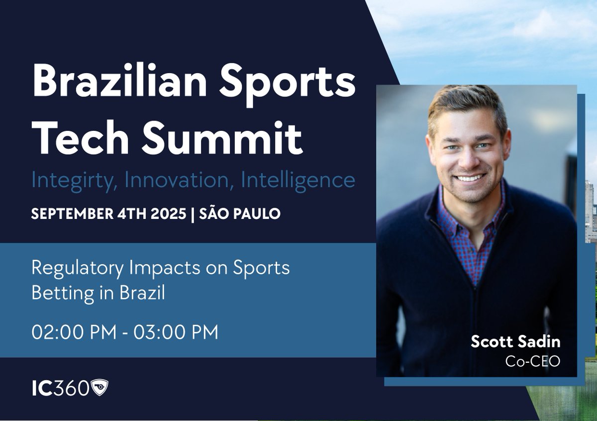 Headed to São Paulo! 🇧🇷

IC360's Scott Sadin is joining leaders from the NFL, Premier League, and more at the Brazil Sports Tech Summit on Sept 4th to talk all things sports, betting, and integrity. 

Don't miss out on this game-winning conversation!

Register for free👉