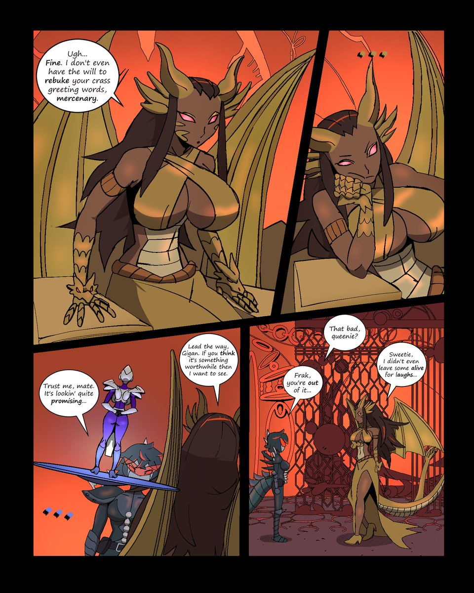 G:EtKG CH3 PG4! Line art from <a href="/jeej_oh/">jiji sama</a> ! Gigan brings us news. #Godzilla #Kaijugirl