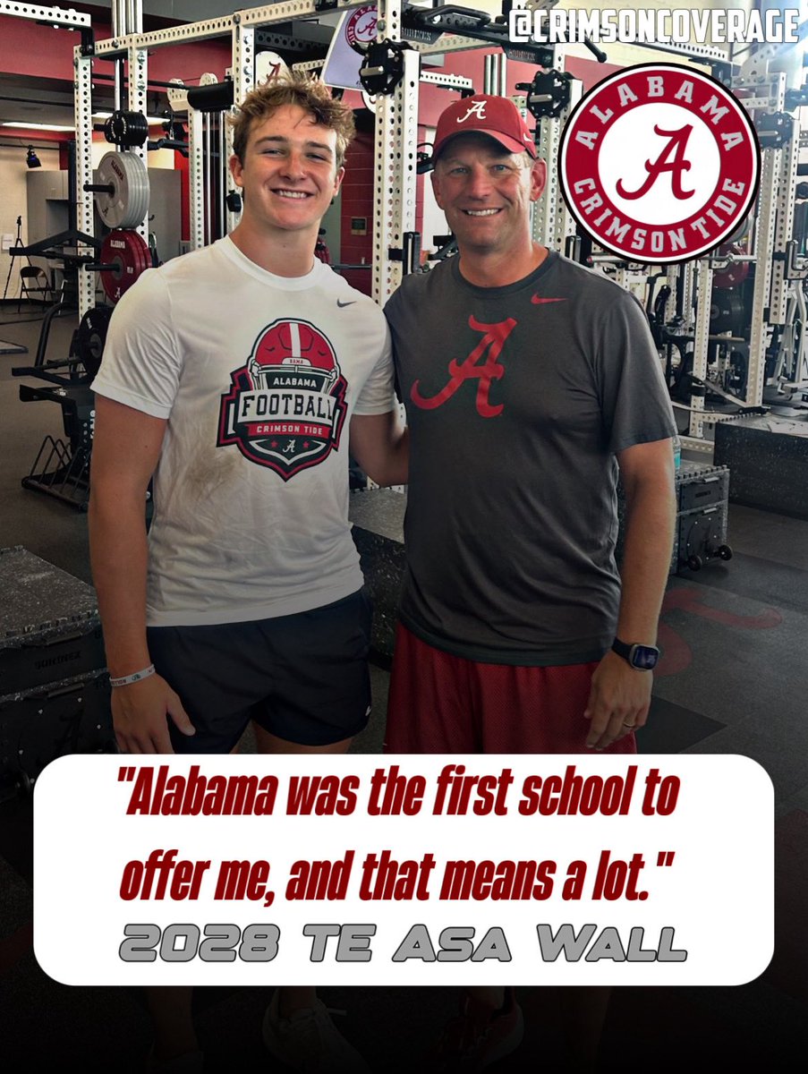 Alabama offered 2028 TE Asa Wall (<a href="/AsaTWall/">Asa Wall</a>) back in June.

The Georgia legacy told me recently about why the offer from Alabama is significant to him.