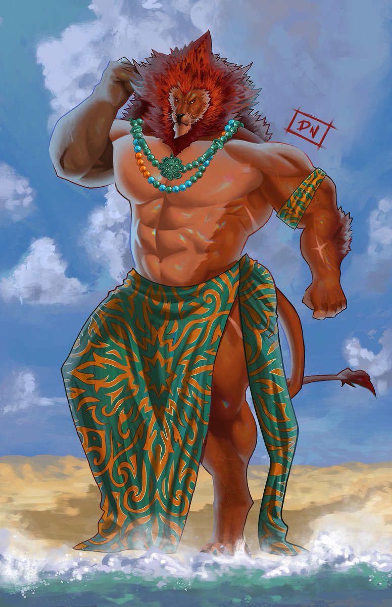 The big lion is ready to enjoy the beach 🦁🏖️