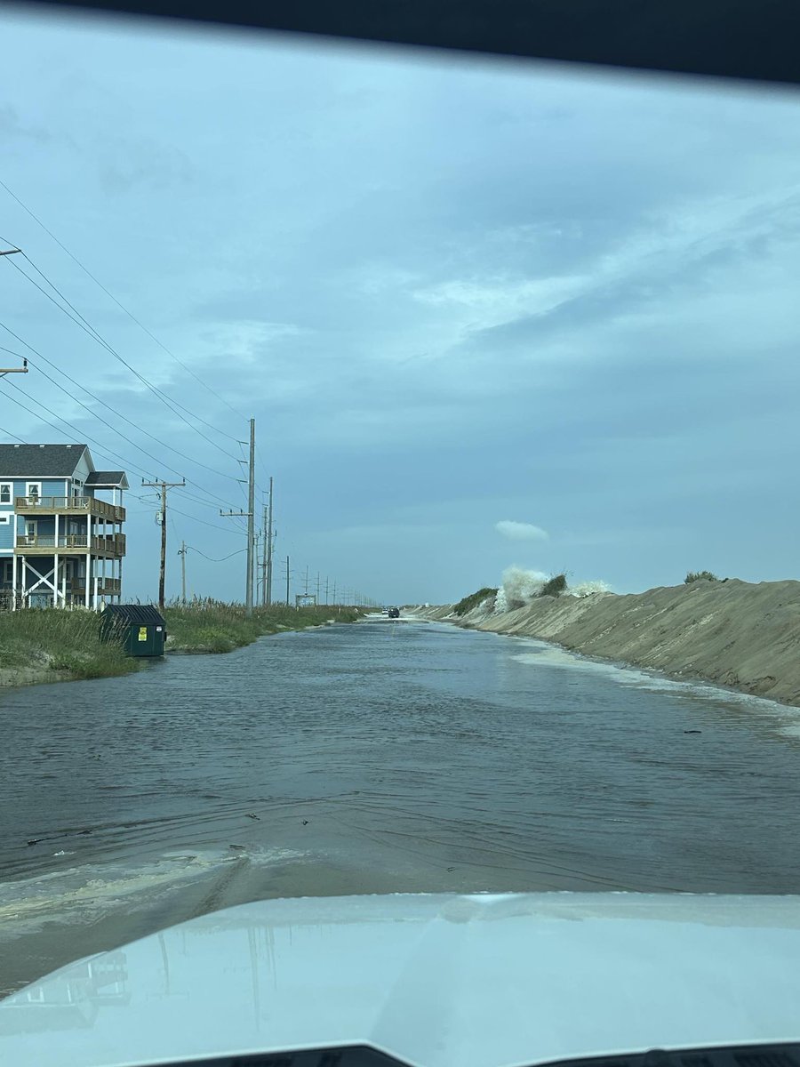 Ethan Clark wx (@ethanclarkwx) on Twitter photo Waves breaking over the dune line in Hatteras now as Storm Surge is starting to work in. Highway 12 will likely be impassable in parts on Hatteras Island. Stay safe, OBX friends!
Photo: Jimmy Elliot #ncwx <a href="/NWSMoreheadCity/">NWS Newport/Morehead</a> Waves breaking over the dune line in Hatteras now as Storm Surge is starting to work in. Highway 12 will likely be impassable in parts on Hatteras Island. Stay safe, OBX friends!
Photo: Jimmy Elliot #ncwx <a href="/NWSMoreheadCity/">NWS Newport/Morehead</a>