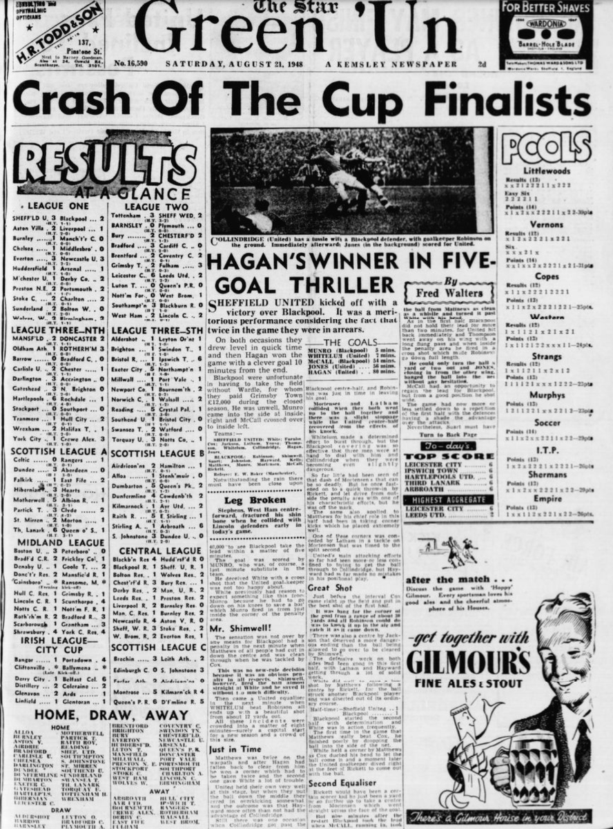 Dunsbyowl's tweet photo. #onthisday in 1948 Wednesday went down 3-2 to @SpursOfficial in the opening league match of the 1948-49 Division 2 season in front of Tottenham  51,265   #swgc goals Joe Cockroft &amp; Clarrie Jordan https://t.co/ImxIhVn3li