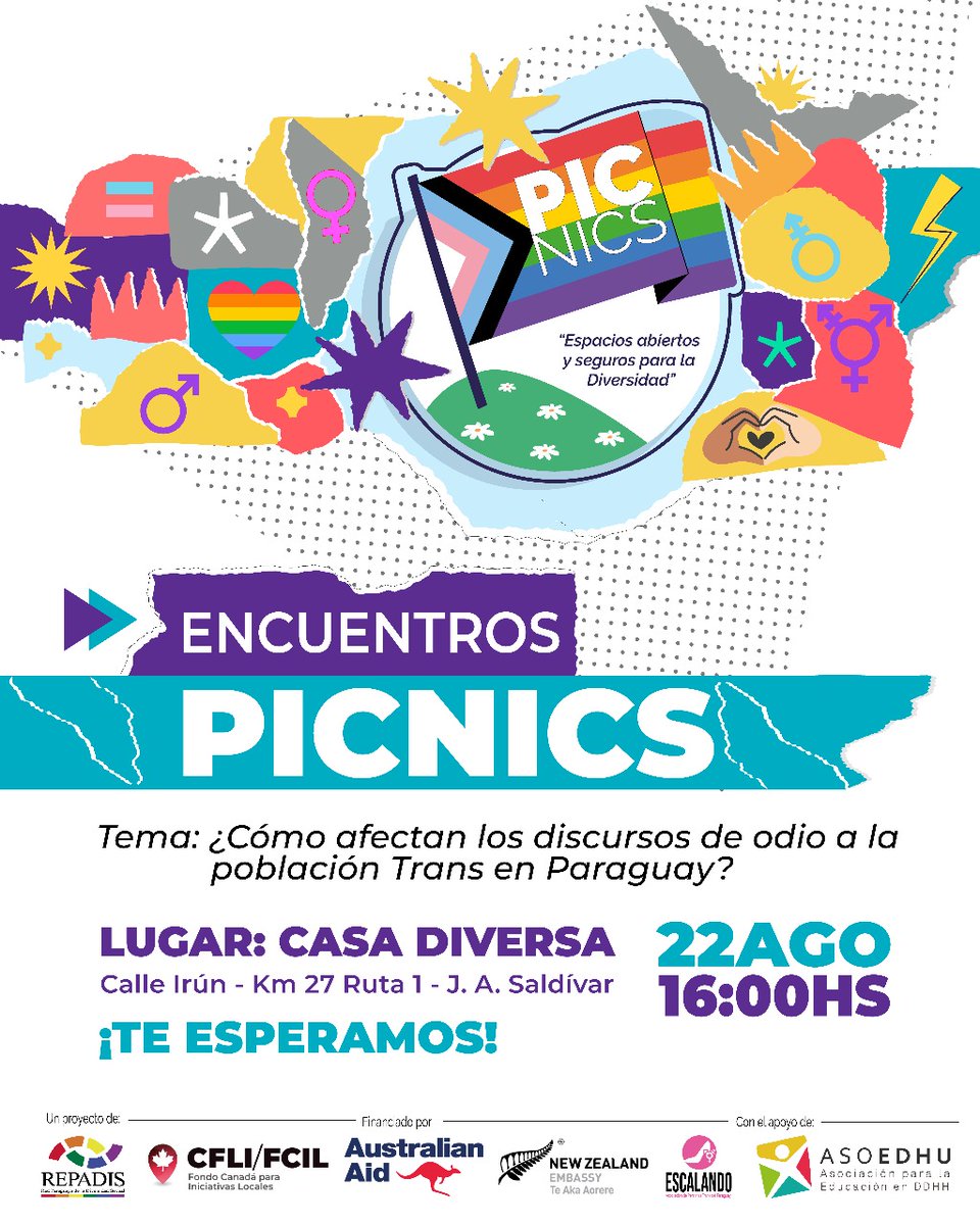 repadispy's tweet image. ¡No te pierdas el primer PICNIC temático de #QueerCheck al debate público! 🧺
Un proyecto de la Red, apoyado por @asoedhu y #Escalando, financiado por @EmbCanParaguay, @EmbAustraliaBA y @NZinBuenosAires