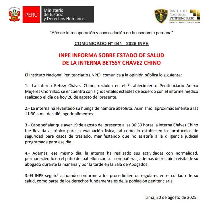 INPEgob's tweet photo. #INPEinforma #Comunicado #BetssyChavez https://t.co/nVdyHE9IvD