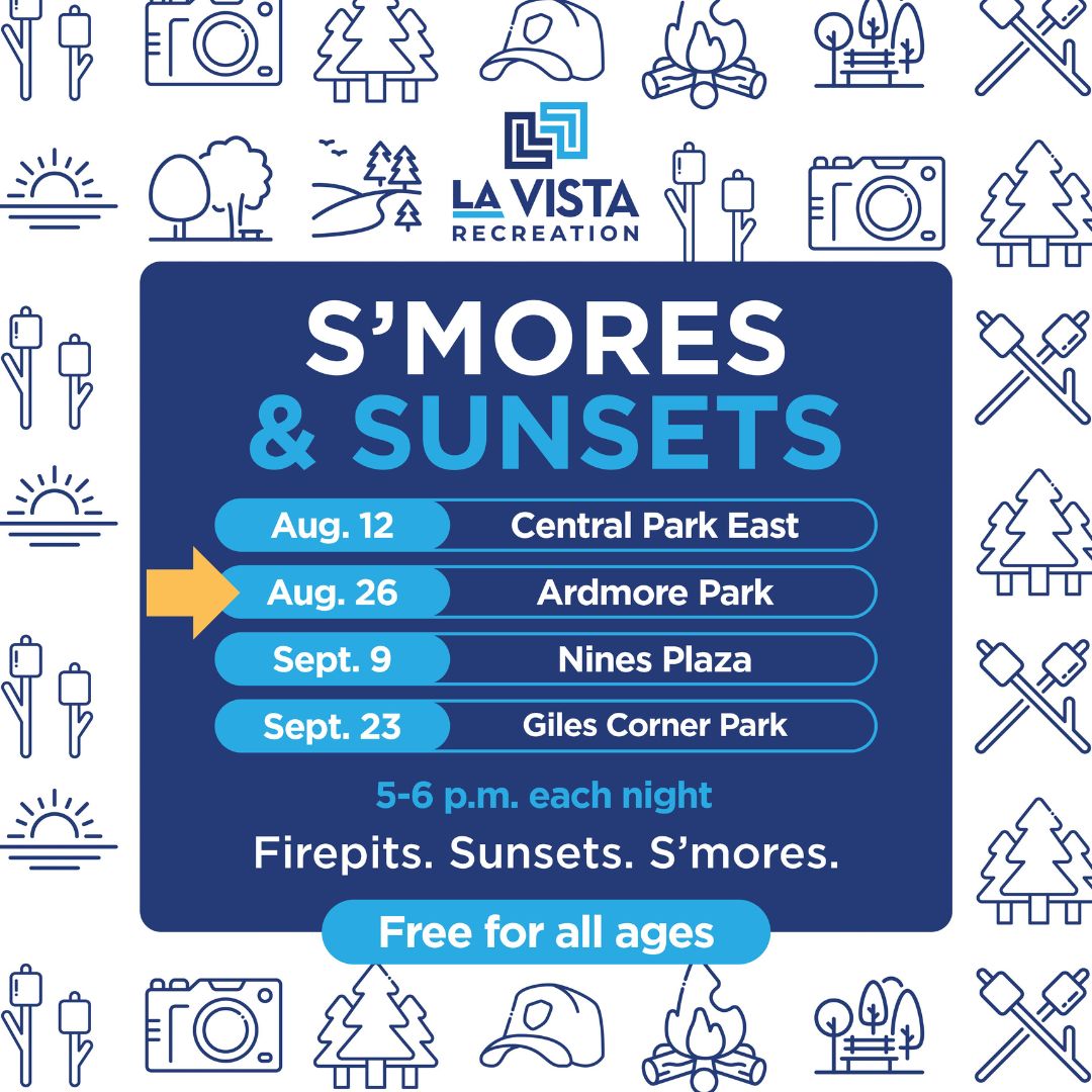 Free s'mores - come and get 'em!

You're invited to join us in Ardmore Park to play, fill up on free s'mores and soak in the beautiful evening views during S'mores &amp; Sunsets.

Tuesday, August 26
5-6 p.m.
Ardmore Park (6830 Michelle Ave.)

S'mores will be available 5-6 p.m.