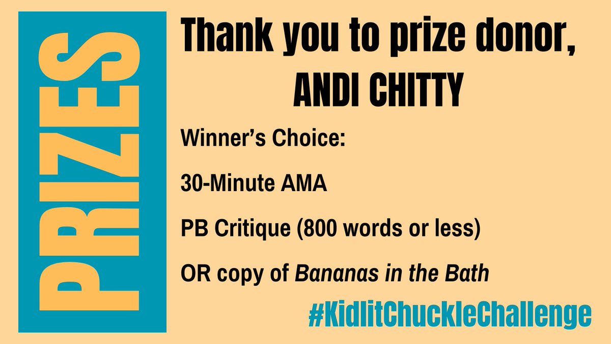 Bri Lawyer (@lawyerbri) on Twitter photo #KidlitChuckleChallenge prize alert!
Wanna self-publish? If so, you want to win this AMA call with <a href="/AndiChitty/">Andi Chitty</a>! She is a wealth of knowledge there!
Don't wanna self-pub? Instead you could win a PB critique (she gives the best!) or win a copy of her adorable new book! #KidlitChuckleChallenge prize alert!
Wanna self-publish? If so, you want to win this AMA call with <a href="/AndiChitty/">Andi Chitty</a>! She is a wealth of knowledge there!
Don't wanna self-pub? Instead you could win a PB critique (she gives the best!) or win a copy of her adorable new book!