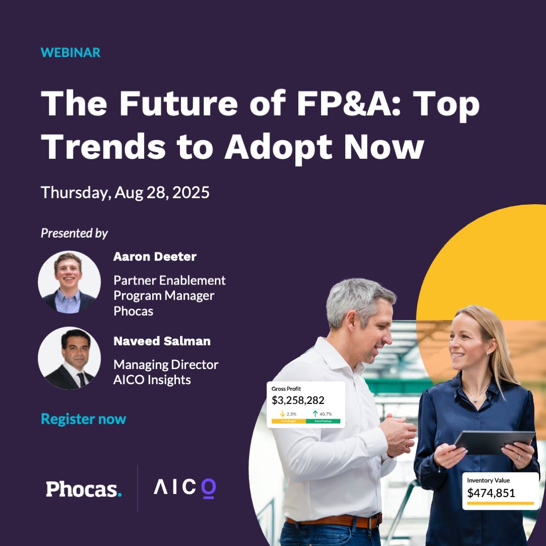 Forecasts outdated, reports taking weeks? Time to rethink FP&amp;A!

Join Phocas + AICO Insights to learn how high-performing teams approach FP&amp;A.

🗓   Aug 28 | 11am PT
📊 The Future of FP&amp;A: Top Trends to Adopt Now

Save your seat: phoc.as/3JdMPuz
#FPandA #Finance #Webinar