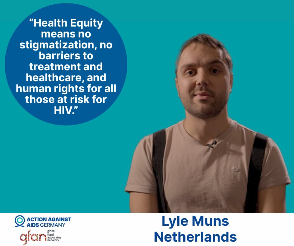 GFadvocates's tweet photo. #VideoSeries #HealthEquity #AktionsbündnisGegenAIDS
🎥 Watch Lyle Muns from the Netherlands share why #HealthEquity!
💜https://t.co/k0cycbLJNB
#healthequity #communitiesareexperts #8threplenishment #globalfund #nooneleftbehind #fundinggapskill https://t.co/27X1B0RBxY