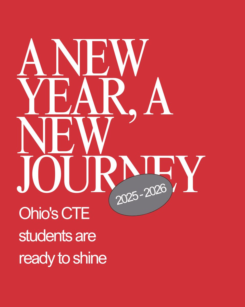 A new year, a new journey! 🌟 Ohio’s CTE students are ready to shine. Here’s to building skills, discovering passions &amp; taking bold steps toward the future. 👏🎓 #CareerTechOhio #BacktoSchool #FutureofWork