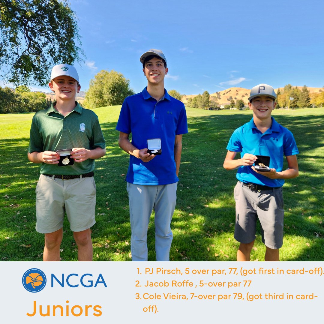 Congrats to our medalists at our NCGA Juniors event at Paradise Valley Golf Course in Fairfield over the weekend. Thank you to our tournament officials and course staff for helping us out.