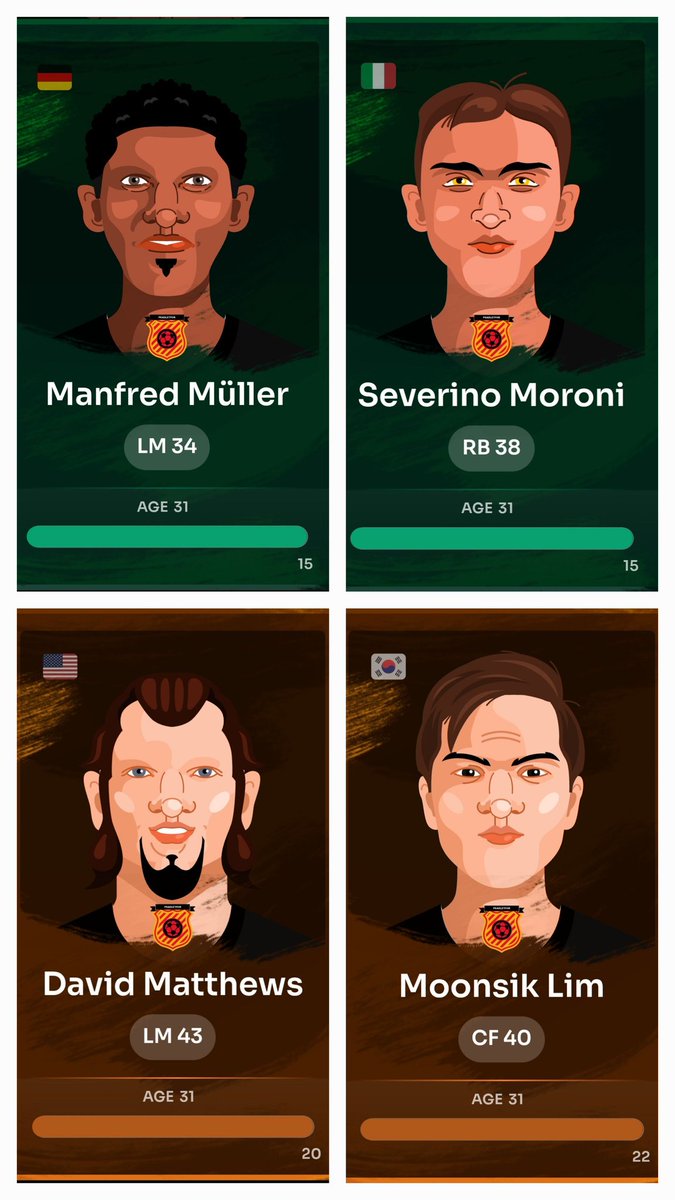 Again time to say goodbye to four glory players of the past seasons: Our first transfer ever Manfred Müller (121 appearences, 47 goals, 49 assists) and our record scorer Moonsik Lim with 74 goals in 95 matches since Season 0, as well as Severino Moroni and David Matthews