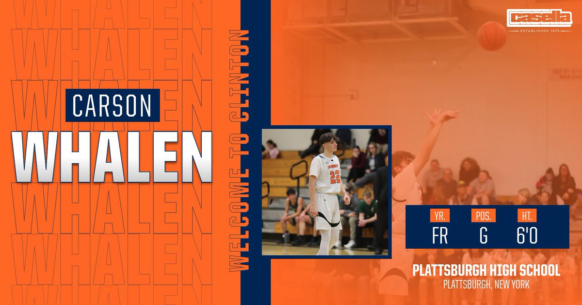 🚨 WELCOME TO THE FAMILY 🚨
We’re excited to announce that Carson Whalen is officially joining the Clinton CC Men’s Basketball program! 

Carson, a 6'0 guard from Plattsburgh, NY, is known for his elite shooting ability, especially his deadly 3-point range.

Let’s work 💪🏼