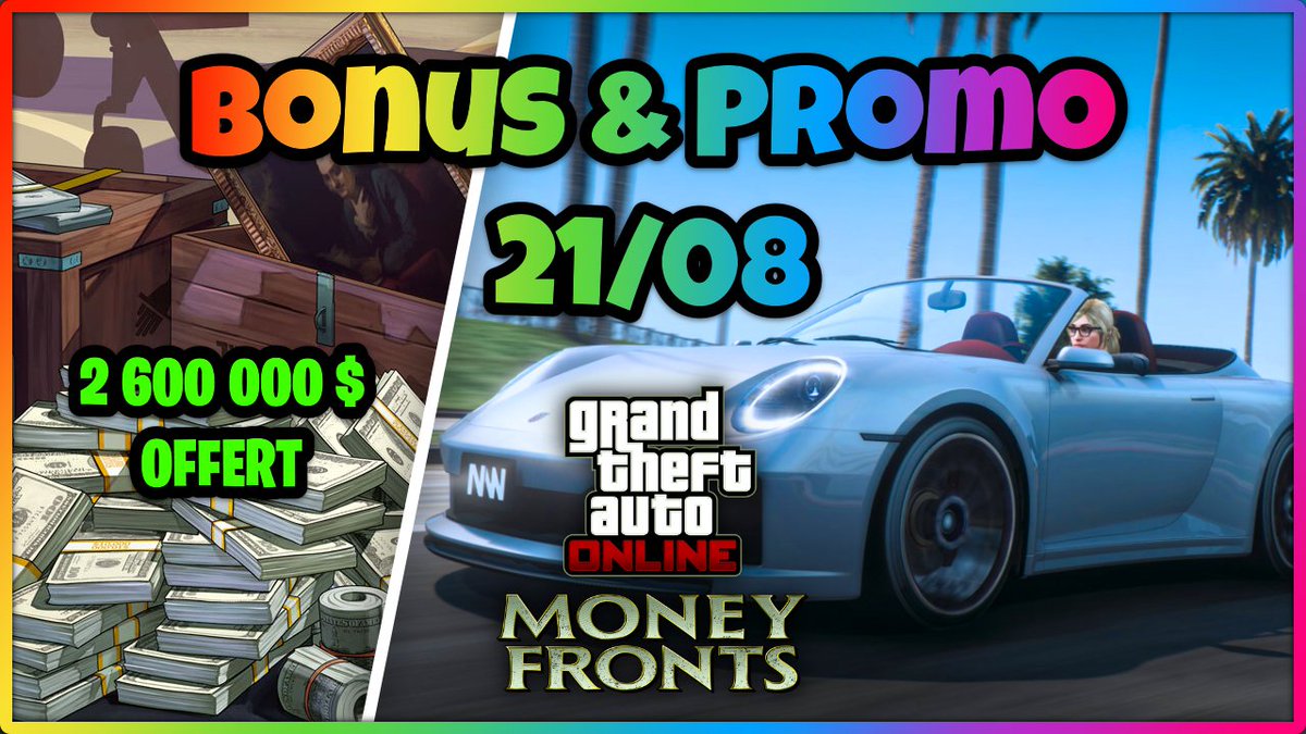 2 MILLIONS OFFERT, BONUS &amp; PROMO DU 21/08, GTA5 ONLINE !!

➡️youtu.be/VHZ0UcKnNFA

#GTAOnline