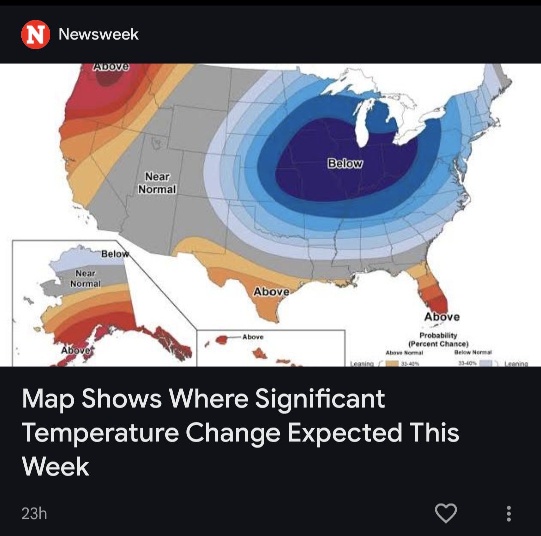 It's like God put His finger in the middle of the country for a cold front

Probably ruined Deep State's Hurricane plans 🌀