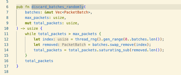 Code snippet showing discard_batches_randomly logic in Agave