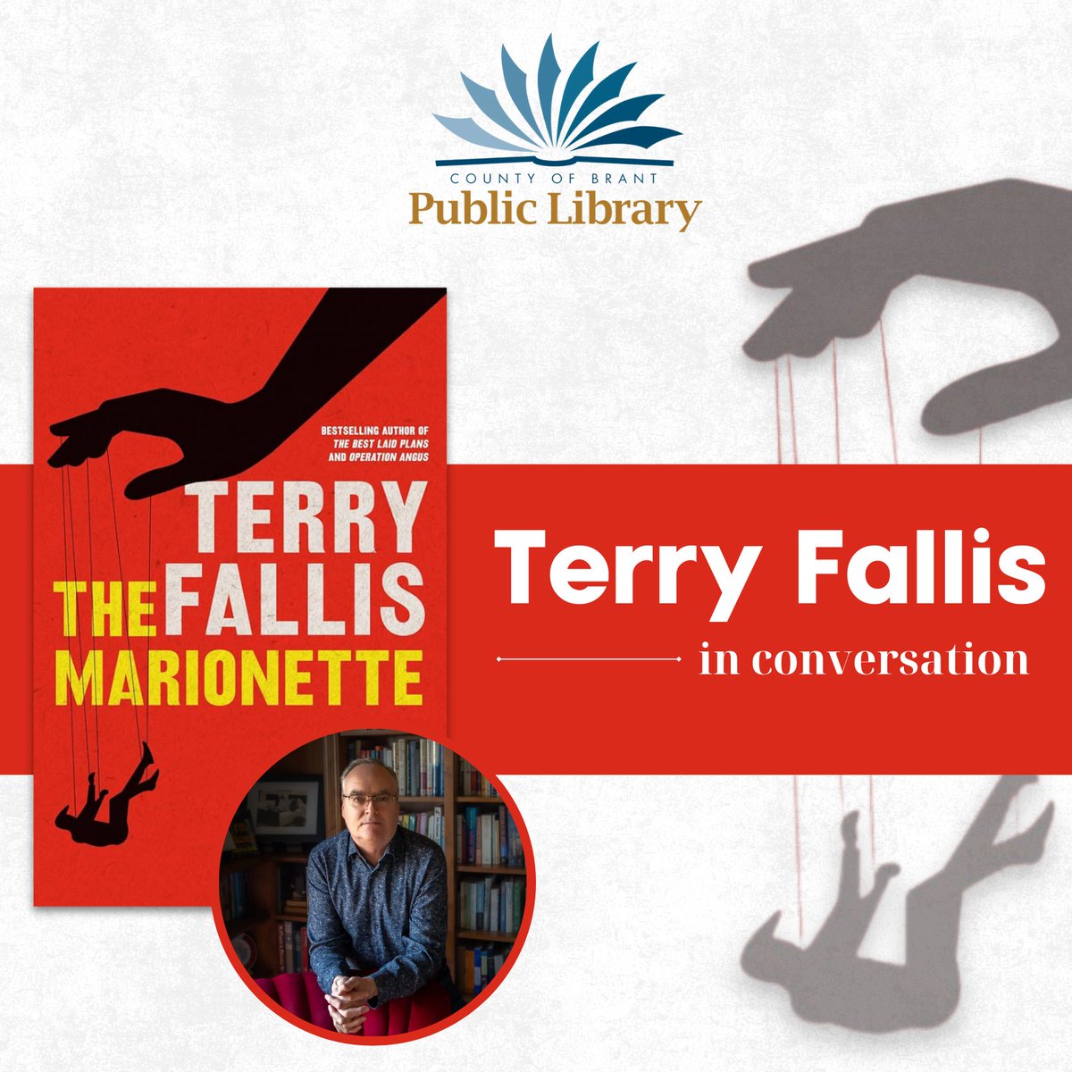 The County of Brant Public Library is excited to welcome celebrated Canadian author Terry Fallis for a special evening event on October 9, 2025 at the TF Warren Group Cainsville Community Centre in Brant, Ontario.

View the full media release at brantlibrary.ca/news