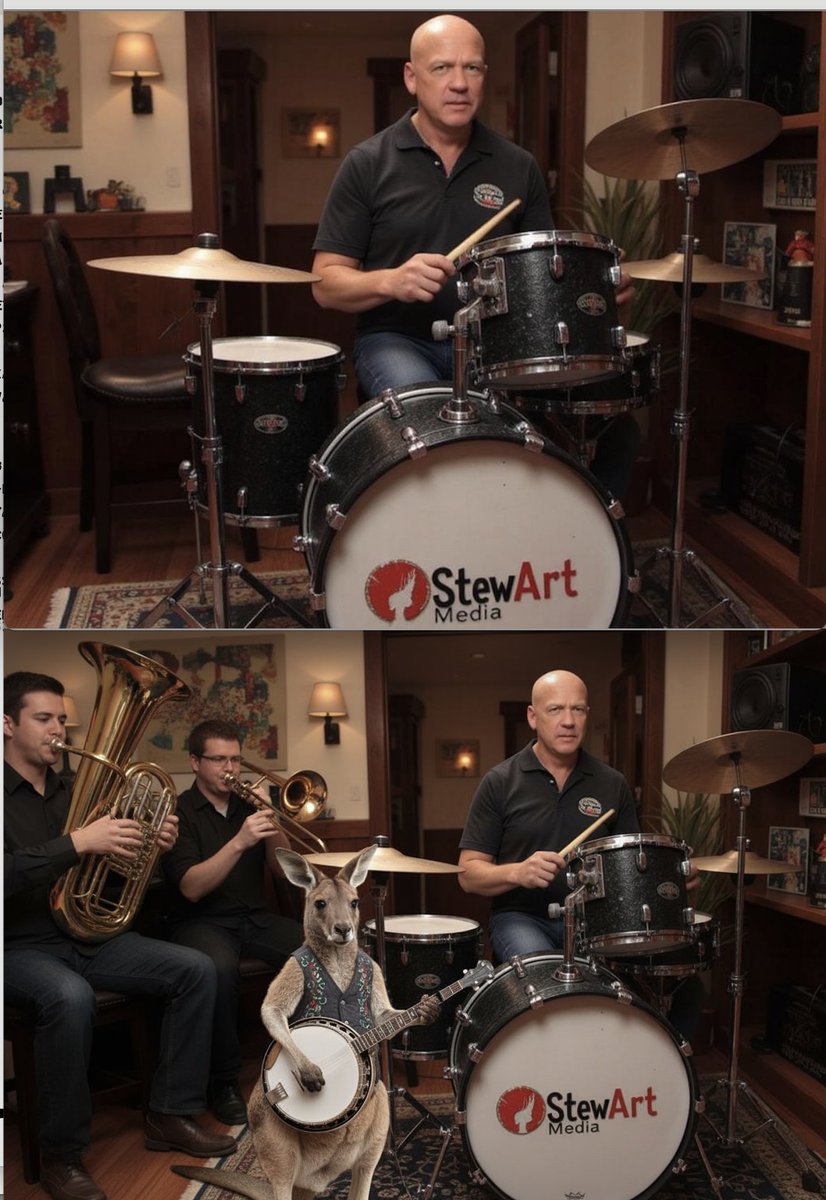 jimboot (@jimboot) on Twitter photo Original pic on top. "add a brass section and a kangaroo playing a banjo" Well done <a href="/OfficialLoganK/">Logan Kilpatrick</a> and team 🍌 is amazing. Kangaroo is a midget but apart from that .. wow. Original pic on top. "add a brass section and a kangaroo playing a banjo" Well done <a href="/OfficialLoganK/">Logan Kilpatrick</a> and team 🍌 is amazing. Kangaroo is a midget but apart from that .. wow.