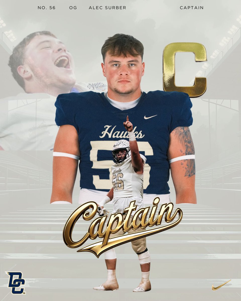 DCHawkFootball's tweet image. 🏴‍☠️🦅2025 Team Captains🦅🏴‍☠️

#1 Fa’Rel Carter
#7 Kasmir Hicks
#12 Bo Polston
#56 Alec Surber

Mission Impossible
#300  |  #ABAP
💙💛🦅🏴‍☠️