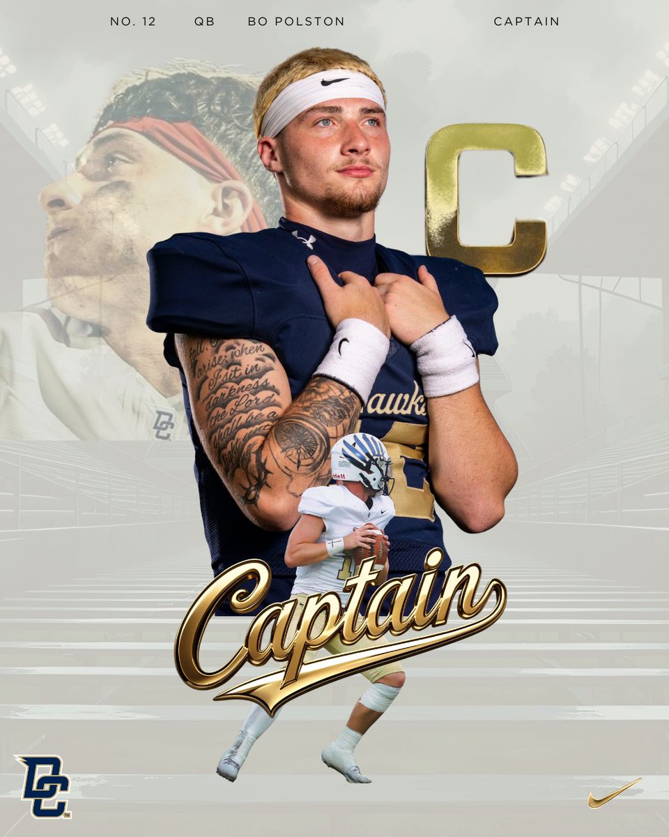 DCHawkFootball's tweet image. 🏴‍☠️🦅2025 Team Captains🦅🏴‍☠️

#1 Fa’Rel Carter
#7 Kasmir Hicks
#12 Bo Polston
#56 Alec Surber

Mission Impossible
#300  |  #ABAP
💙💛🦅🏴‍☠️