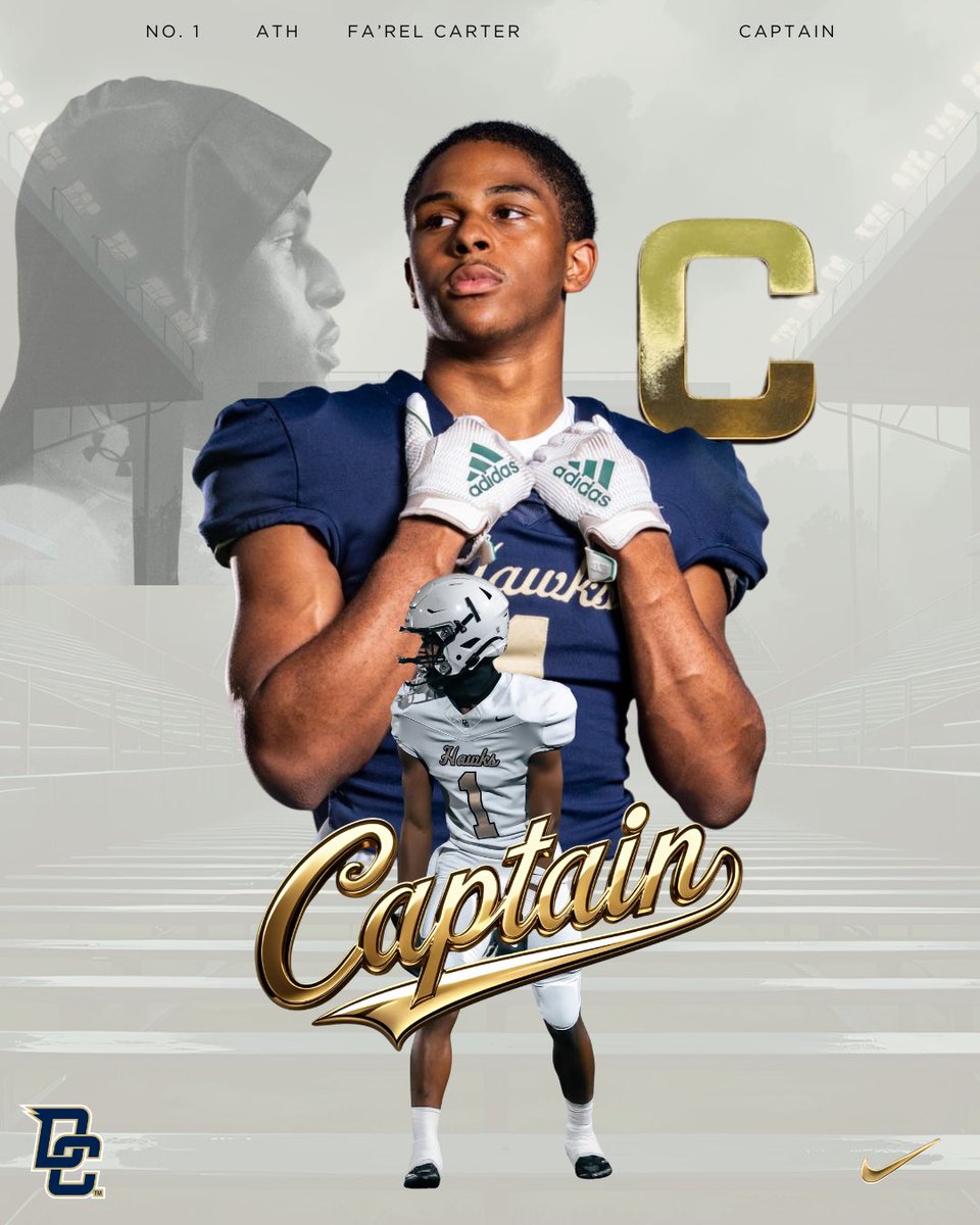 DCHawkFootball's tweet image. 🏴‍☠️🦅2025 Team Captains🦅🏴‍☠️

#1 Fa’Rel Carter
#7 Kasmir Hicks
#12 Bo Polston
#56 Alec Surber

Mission Impossible
#300  |  #ABAP
💙💛🦅🏴‍☠️