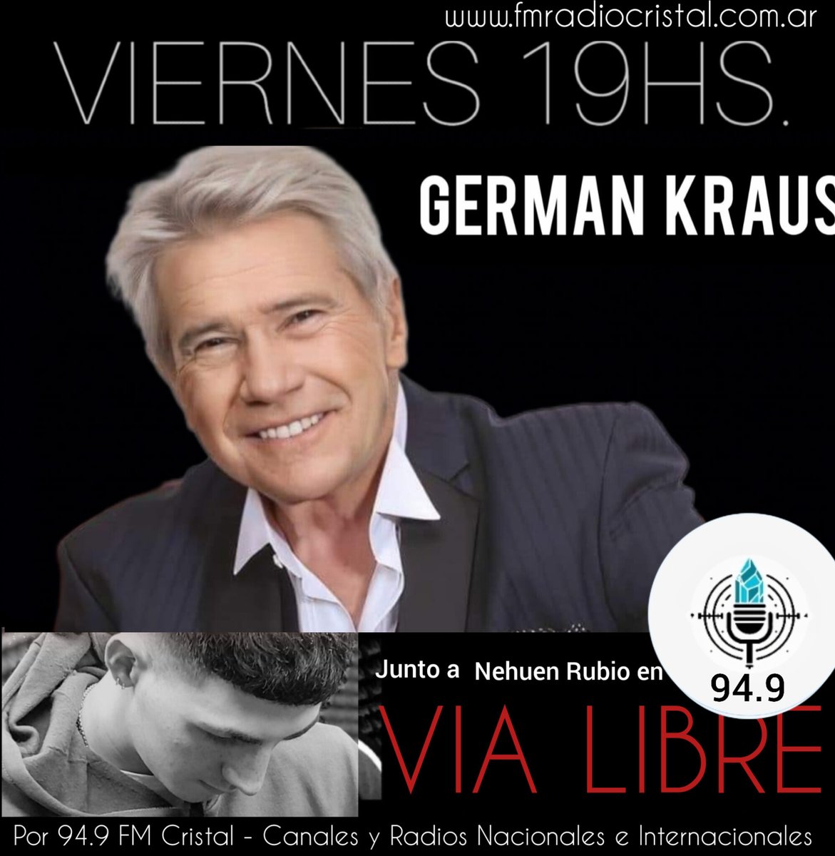 Alejandra Rubio (@alerubio_) on Twitter photo #IMPERDIBLE
🔴 #VIERNES 19HS GERMAN KRAUS
en #VIALIBRE junto a
<a href="/NehuenRubio2/">Nehuen Rubio🎧</a> por
<a href="/fm_radiocristal/">Radio Cristal</a>
fmradiocristal.com.ar
Canales y Radios Nacionales e Internacionales
+ <a href="/contenidostvra/">Contenidostv</a> y #RSLInternacional 🌎
🇦🇷🇨🇱🇺🇾🇵🇾: 7 PM
🇻🇪🇧🇴🇩🇴🇵🇷: 6 PM
🇨🇴🇵🇪🇪🇨🇵🇦: 5 PM
🇲🇽🇬🇹🇭🇳🇸🇻🇳🇮: 4 PM #IMPERDIBLE
🔴 #VIERNES 19HS GERMAN KRAUS
en #VIALIBRE junto a
<a href="/NehuenRubio2/">Nehuen Rubio🎧</a> por
<a href="/fm_radiocristal/">Radio Cristal</a>
fmradiocristal.com.ar
Canales y Radios Nacionales e Internacionales
+ <a href="/contenidostvra/">Contenidostv</a> y #RSLInternacional 🌎
🇦🇷🇨🇱🇺🇾🇵🇾: 7 PM
🇻🇪🇧🇴🇩🇴🇵🇷: 6 PM
🇨🇴🇵🇪🇪🇨🇵🇦: 5 PM
🇲🇽🇬🇹🇭🇳🇸🇻🇳🇮: 4 PM