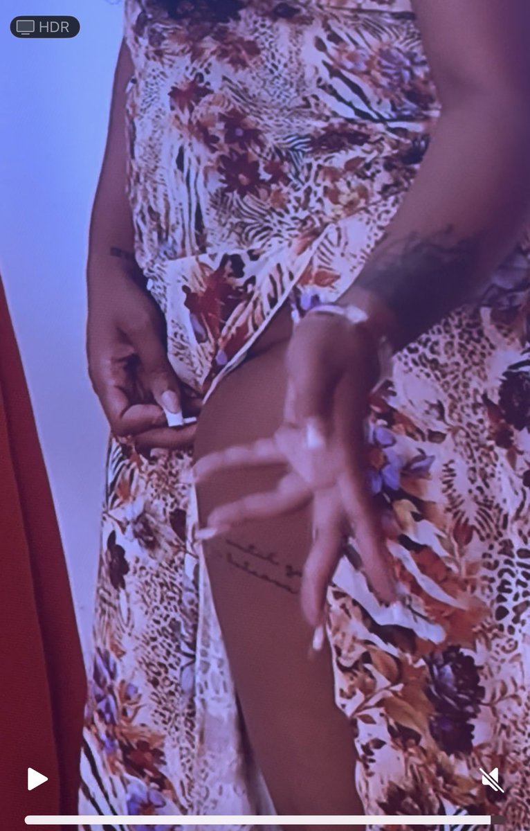 Precious1love's tweet photo. Idk if this one was showing her tattoo or 🐱like girl let that dress hang #poptheballoon https://t.co/qwb117H4PS
