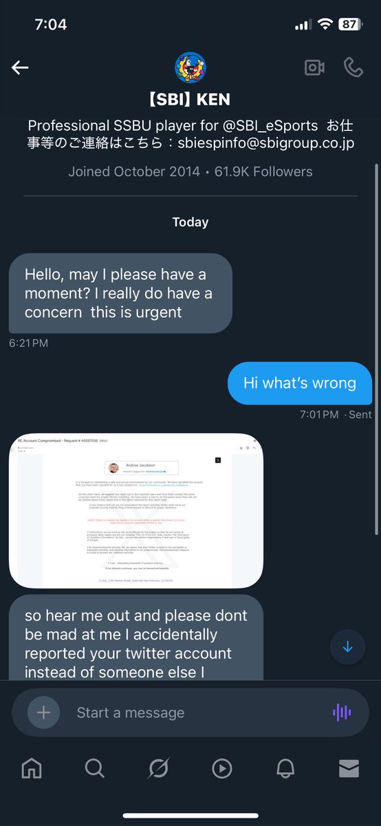 Omg omg I can’t believe THE Ken sonic DM’d m- 

Uh oh