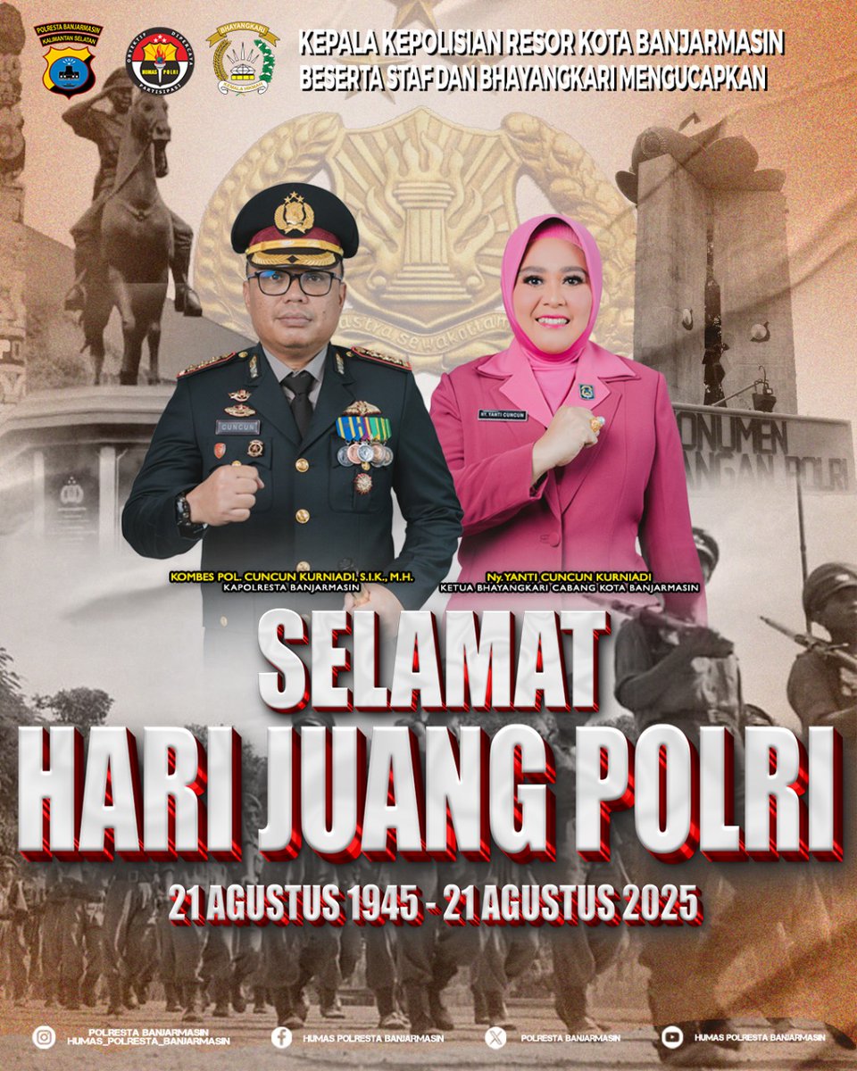 Narkobarestabjm's tweet photo. Selamat Hari Juang Polri

21 Agustus 1945 - 21 Agustus 2025

"Dengan Semangat Juang Polri Untuk Masyarakat Menuju Indonesia Maju"

Hari Juang Polri menjadi momentum penting yang menyalakan semangat polisi dalam mendukung dan mempertahankan kemerdekaan Republik Indonesia. https://t.co/R1Mw4Mq7be