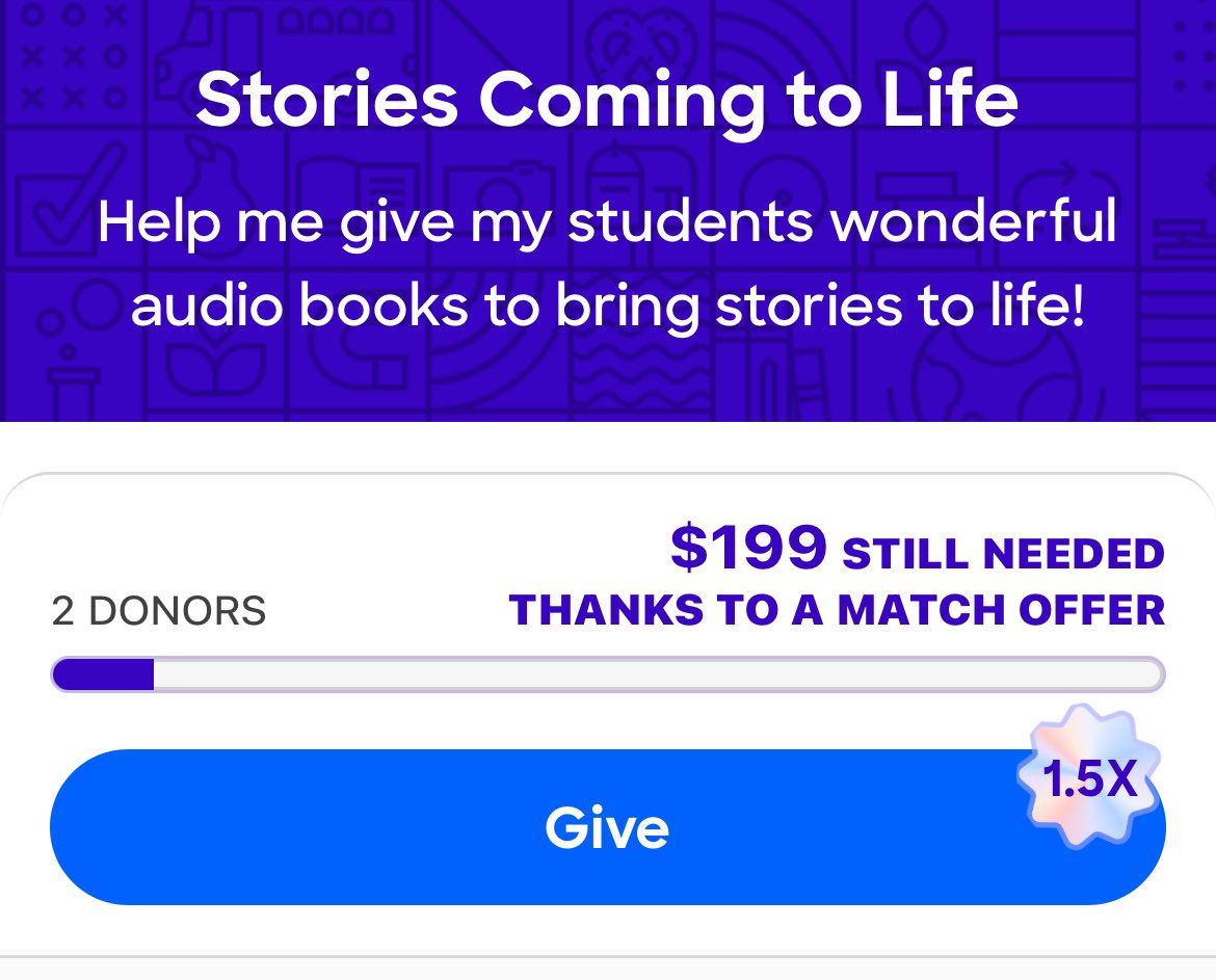 Heather📚 Clark✏️ (@hclark444) on Twitter photo Really hopeful for some kind donors to make some magic happen for my kindergarteners! 🙏🏻
<a href="/DonorsChoose/">DonorsChoose</a> #clearthelist
#tonies
donorschoose.org/project/storie… Really hopeful for some kind donors to make some magic happen for my kindergarteners! 🙏🏻
<a href="/DonorsChoose/">DonorsChoose</a> #clearthelist
#tonies
donorschoose.org/project/storie…