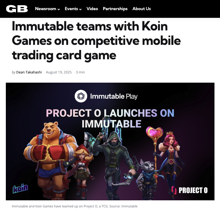 Immutable is kicking ass and signing games.