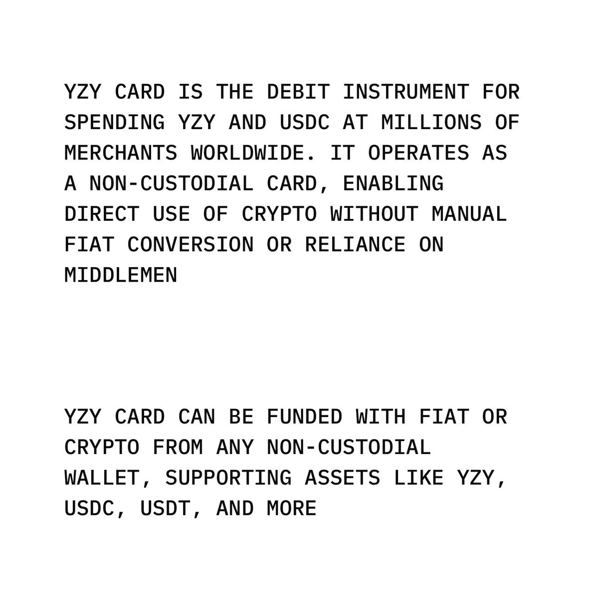 JOIN WAITLIST FOR YZY CARD AT https://t.co/rRWwMHOjUm