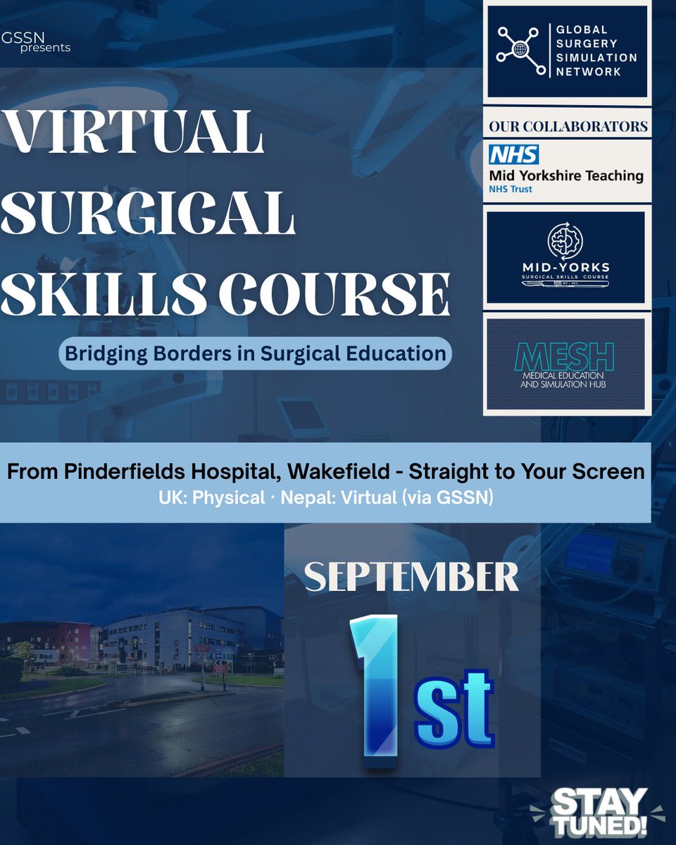 GSSimNetwork's tweet photo. From Wakefield to Nepal 🌍
The Virtual Surgical Skills Course brings world-class training straight to your screen.
🎥 Live UK faculty
⚠️ Limited participation in Nepal

#GlobalSurgery #SurgicalSkills https://t.co/9wDD5WWAvu
