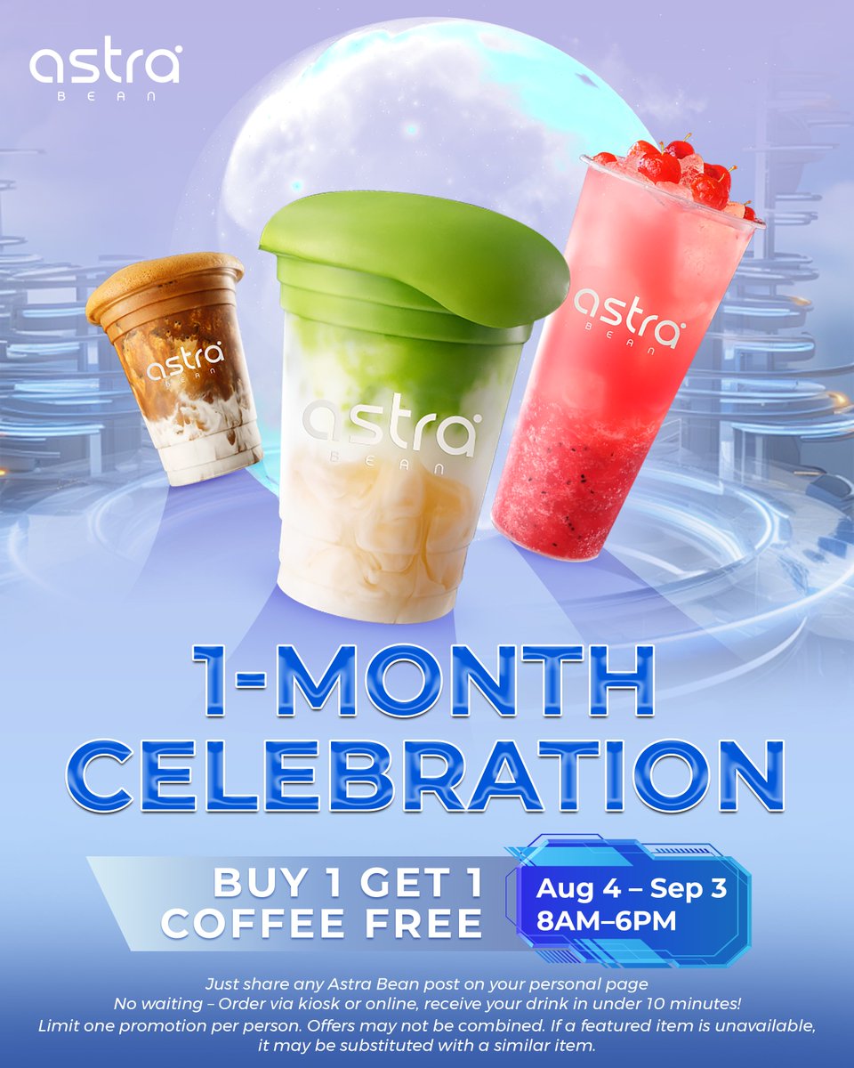 astra_bean's tweet photo. 🎉 HOT &amp; NEW COFFEE SHOP WESTMINSTER
☕ Buy any drink, get 1 FREE coffee – on us!
Aug 4 – Sep 3
8:00 AM – 6:00 PM
To join? Just share any Astra Bean post on your personal page, that’s it!

✅ Order via our in-store kiosk or online system
📍9878 Bolsa Ave, Westminster https://t.co/3vijgZFnuz