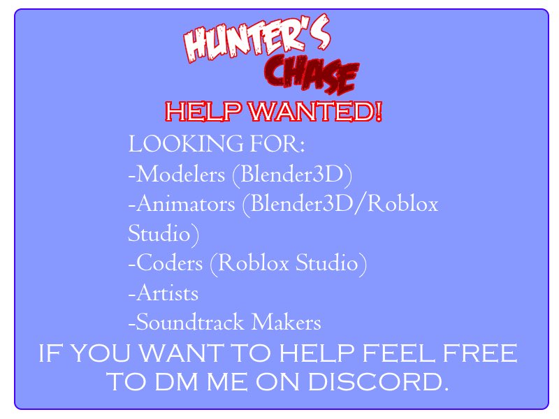 AcidicTrapOLD's tweet photo. There’s this Roblox Asymm game called @HuntersChase_  I work on that needs extreme help (I’m not the creator of the game.)

Contact tmf48 on Discord if you are interested in joining.
#ROBLOX #chasegame https://t.co/7RpMWQDUEq