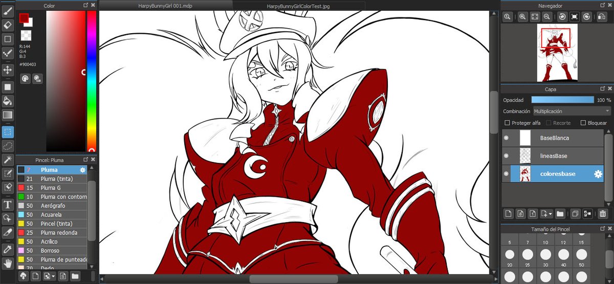 Adding colors to a bunnygirl. Hair wil be fun to do. ^^'