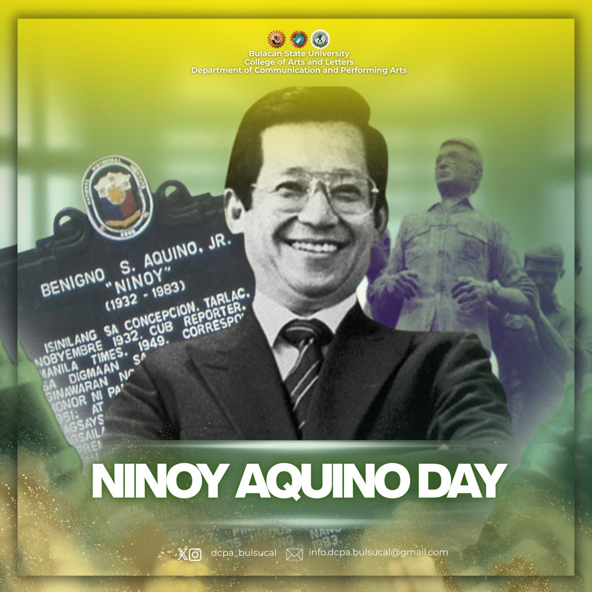 DCPA_BulSU_CAL's tweet photo. "The Filipino is worth dying for"

#ninoyaquinoday #DCPA #CAL https://t.co/sCAbACtN4H