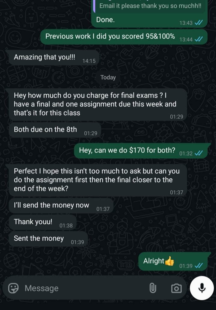HWK_Assignment_'s tweet image. Y'all who needs help with writing papers or classes this fall? Whatsapp/text me +1276-256-2635
Email: academicsollutions@gmail.com