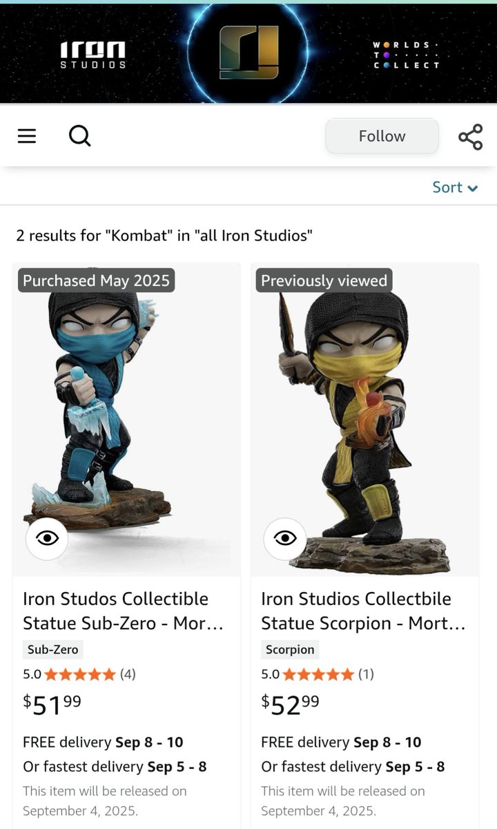 MiKeMcDnet's tweet photo. Anyone else order the @IronStudios @MortalKombat #Minico's on @Amazon?
Just like every other #Amazon #preorder, it's been indefinitely delayed, for weeks now.  Ordered in May, was supposed to arrive 3 months later (known), but it's now been delays for the last 4 weeks straight! https://t.co/LBWBebTqjM