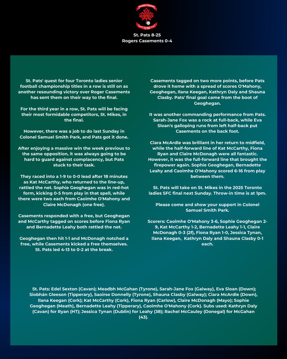 St.Pats GAA Toronto 🏐 tweet media